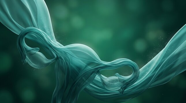 Abstract Teal Flowing Fabric for Ovarian Cancer Awareness