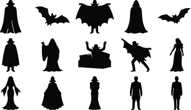 Halloween silhouette characters and creatures