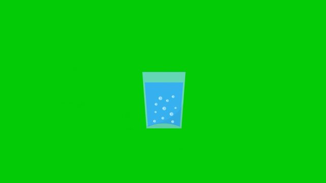 Animated water inside a drinking glass for refreshment, beverage, and hydration concepts
