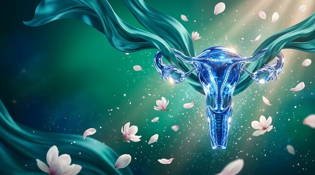 Abstract Glass Female Reproductive System for Ovarian Cancer Awareness