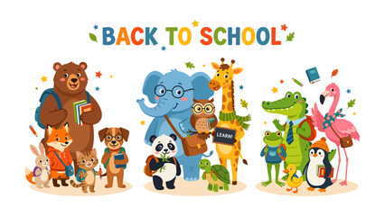 Fototapeta premium Back To School Animals Party