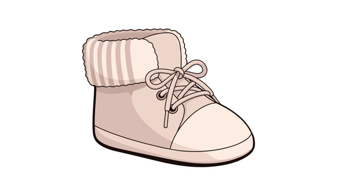 Comfortable and warm pink baby bootie shoe with laces and a soft knitted cuff for an infant or newborn child during cold weather.