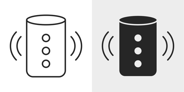 Smart Speaker Icon represents voice assistants, wireless audio, and smart home control.