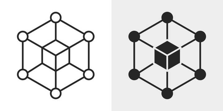 Blockchain Icon represents distributed ledger technology, secure transactions, and decentralized systems.