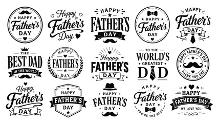 Obraz premium Father’s Day Typography Badge Collection With Vintage Black Lettering Designs