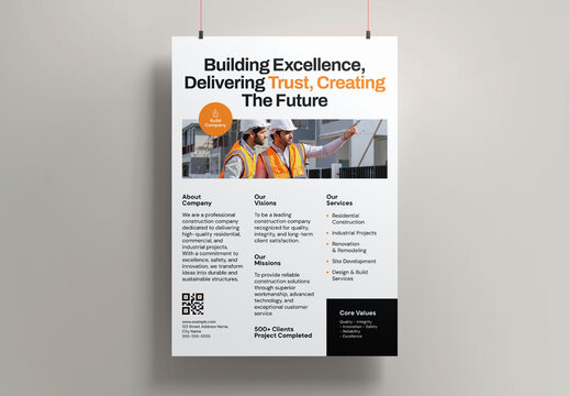 Construction Company Profile Poster Layout