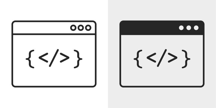 Website Coding Icon represents web programming, coding, and website development.