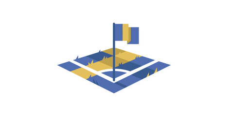 Isometric Corner Flag Vector Illustration © TDF CREATIVE