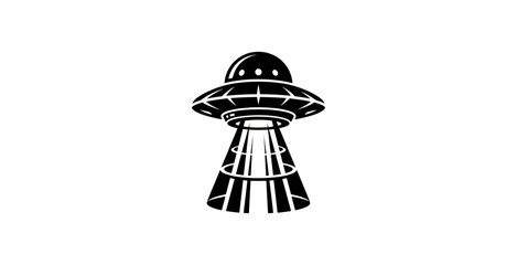 Minimalist UFO with Tractor Beam Vector Illustration © TDF CREATIVE