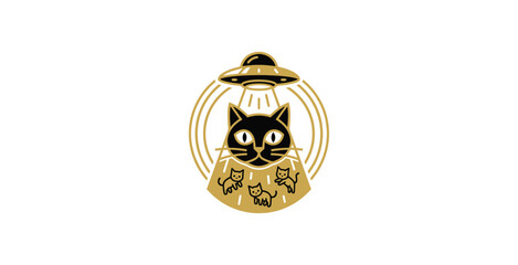 Cat Abduction UFO Badge Design © TDF CREATIVE