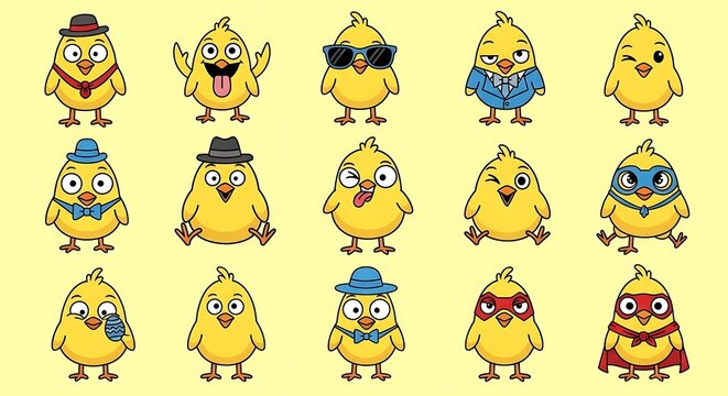 Collection of Diverse Cartoon Yellow Minions Characters Illustration.
