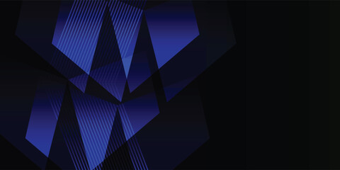 Obraz premium Dark blue geometric polygon facets with gradients.