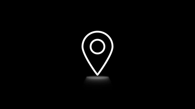 Map pointer outline icon with pin symbols for navigation and location marker