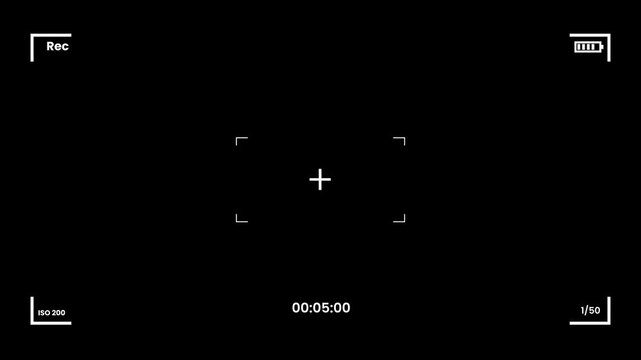 Camera viewfinder overlay with recording indicator and solid black background screen