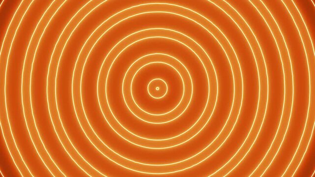 Glowing orange neon concentric circles pattern abstract light background