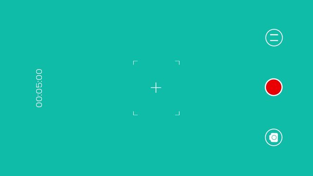 Digital camera viewfinder interface overlay on a solid teal screen background for editing