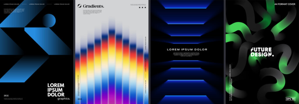 Modern futuristic posters with different creative designs