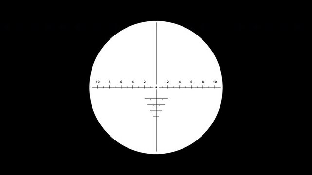 Sniper scope reticle animation subtle drifting movement classic monochrome military telescopic sight hud overlay loop 4K