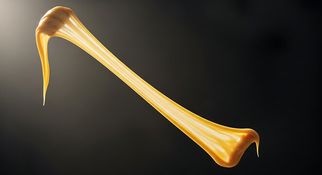 Stretching smooth peanut butter or caramel sauce on dark background, creamy texture close up macro