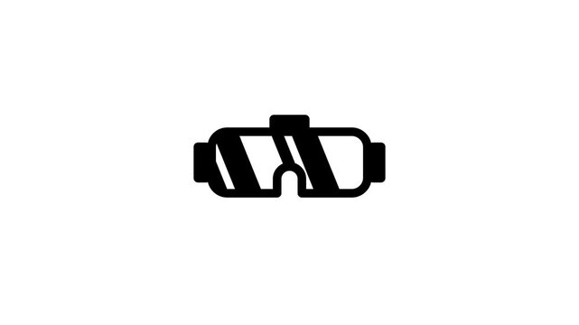 Sleek rounded sunglass icon animation isolated on white background