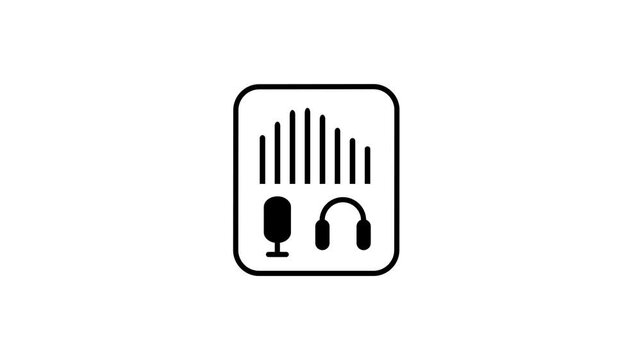 Studio monitor speaker setup with display bars animation isolated on white background