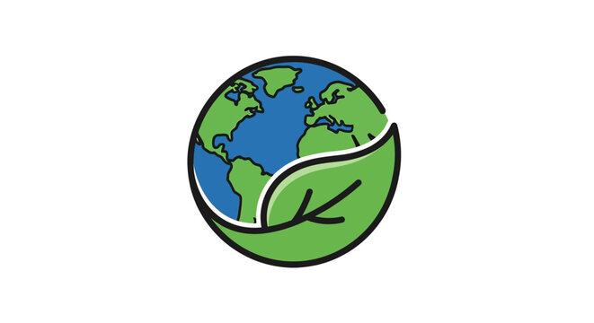 Earth Globe with Green Leaf Design.