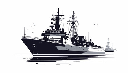 Large Military Warship Naval Vessel Ocean. © ammank