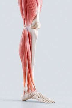 Human Leg Anatomy Illustration Revealing Muscles, Bones, and Tendons