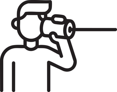 Man Listening to Tin Can Telephone Line Icon Illustration