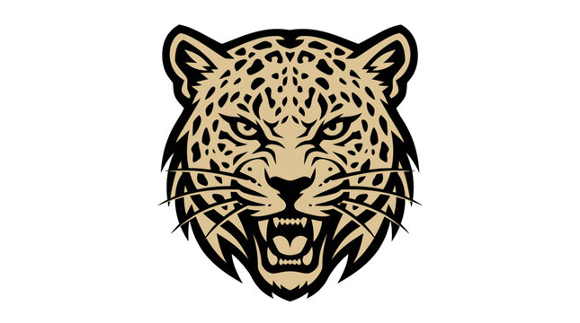 A fierce leopard head illustration.