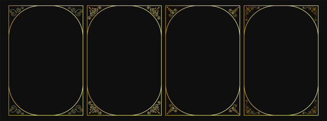 Fototapeta premium Elegant gold frame border with luxury geometric lines, perfect for certificates, awards, or premium decorative designs with sophisticated golden accents and refined details.