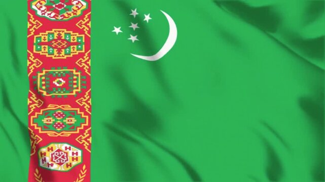 Realistic waving flag of Turkmenistan on a seamless loop for national holidays and patriotic concepts.
