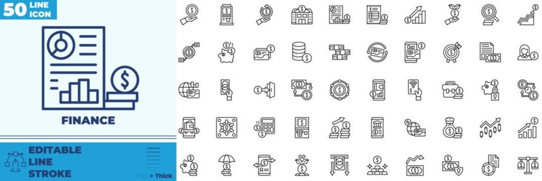 Finance Line Editable Icons set