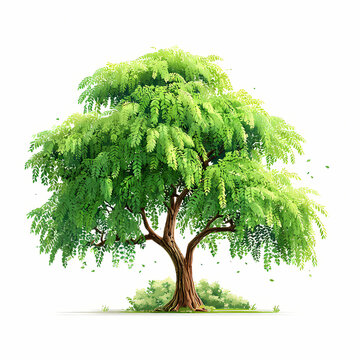 Cassia Javanica Tree, watercolor illustration, white background