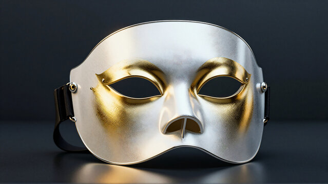 Elegant Silver and Gold Masquerade Mask on Dark Background