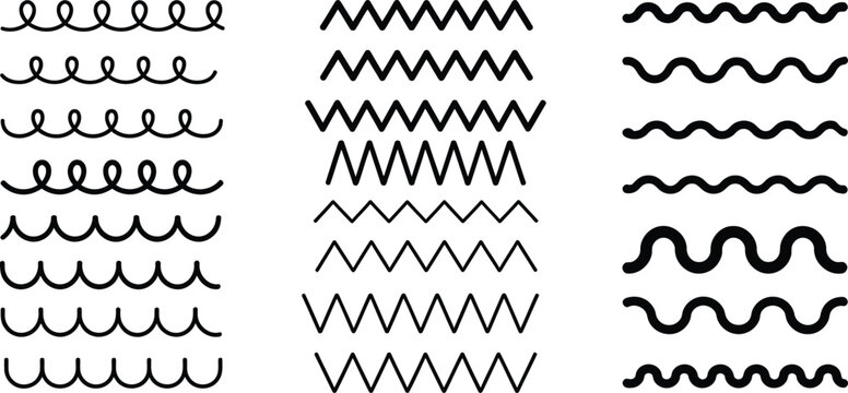 Wavy and zigzag line stroke collection for creative design elements.