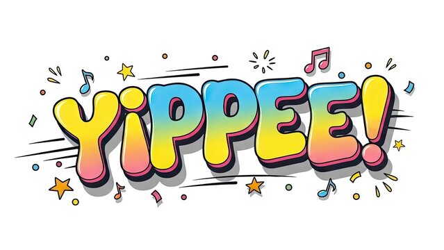 Colorful yippee word art illustration for celebrations and joyful events