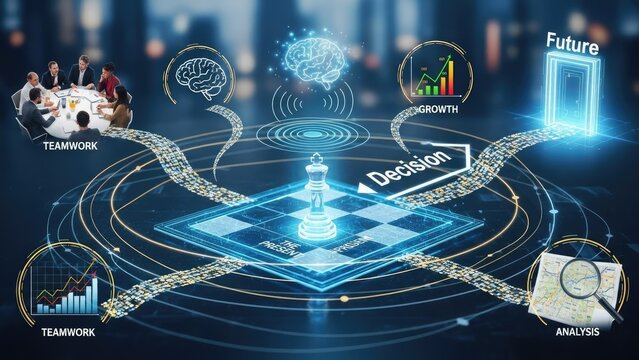 Conceptual chessboard design illustrating business strategy and future planning