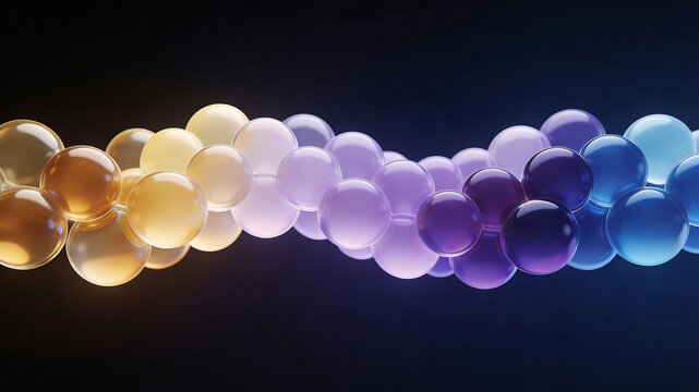 Colorful gradient spheres in a row