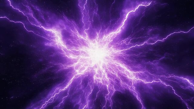 Bright purple cosmic explosion with lightning-like energy patterns