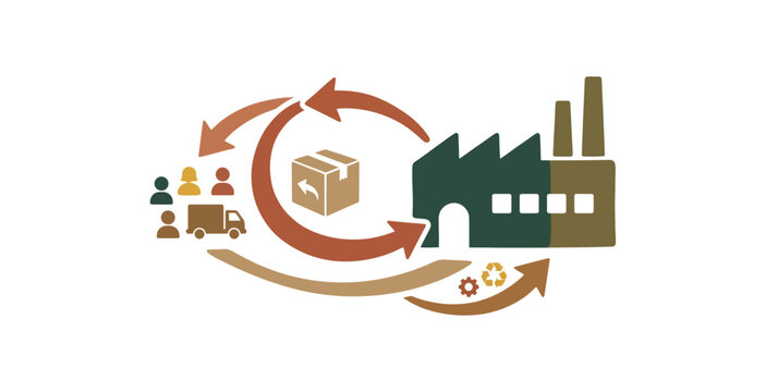 Circular Economy and Reverse Logistics Vector Illustration