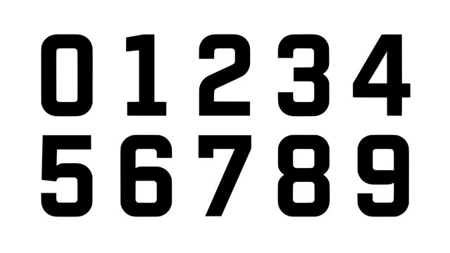 Numbers 0 to 9 Arranged in Two Rows Typographic Design with Bold Black Digits on White Background Featuring Number, Numerals