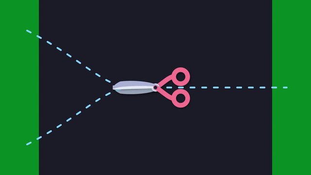 Scissors Cutting Dashed Lines on Split Background