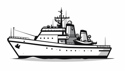 Large Military Ship Vessel Illustration. © Sukijan