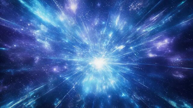 Bright cosmic explosion with radiant blue and purple starburst effect
