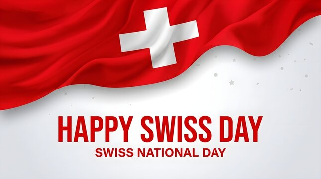 Happy swiss national day celebration with swiss flag