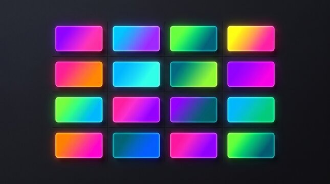 Neon gradient rectangles, colorful rectangles, vibrant gradient shapes, neon rectangles