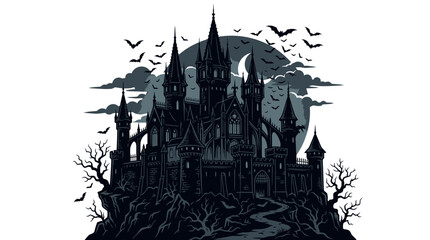 Spooky Castle with Spires and Turrets. © Berkah