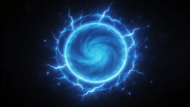 Blue electric sphere with lightning