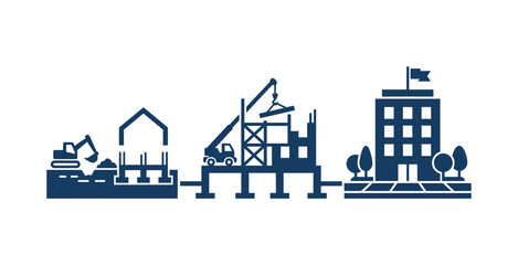 Obraz premium Construction Process Infographic Vector